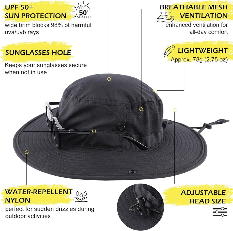 Connectyle Men's Sun Hat UPF 50+ Wide Brim Bucket Hats for Fishing Hiking Gardening Adjustable Boonie Hat Outdoor Safari Hats - Image 2
